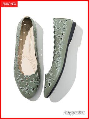 Womens Flats Ballet Cut-Out PU Slip On Memory Foam Foldable Dress Shoes